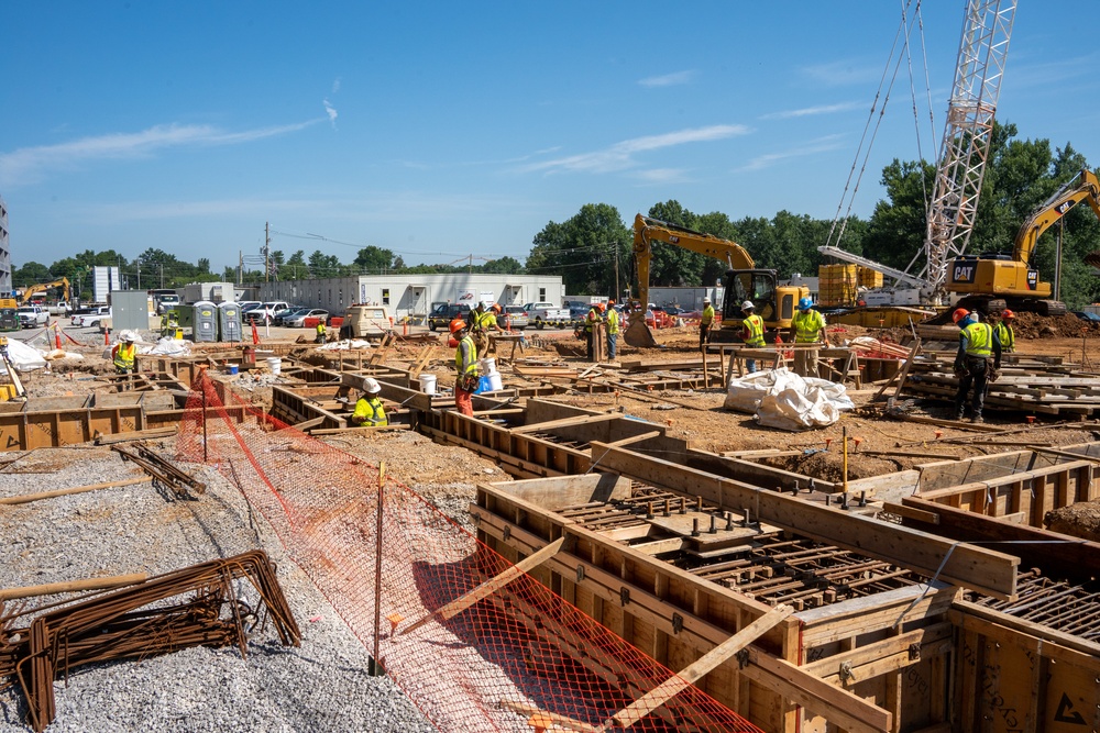 Construction continues on the site of the Louisville VA Medical Center July 12