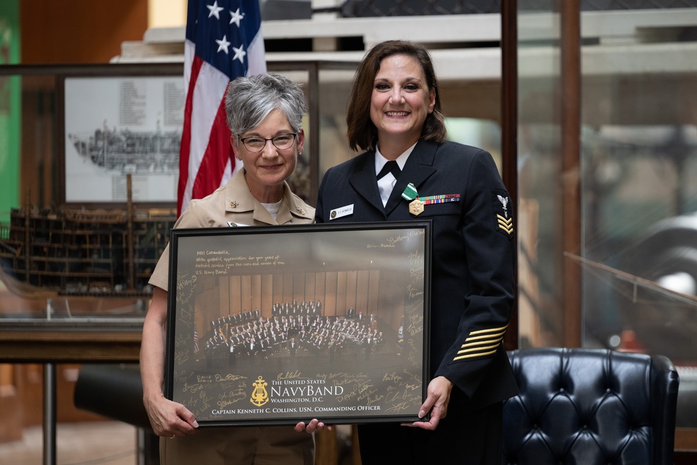 Musician 1st Class Shana Catandella retires after 22 years of service in the U.S. Navy Band