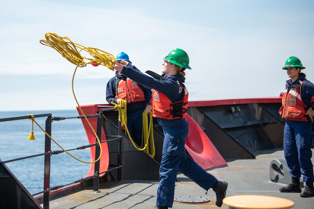 Coast Guard Cutter Healy (WAGB-20) conducts training in the Pacific Ocean