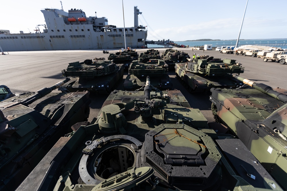 U.S. Army tanks arrive at the Port of Gladstone