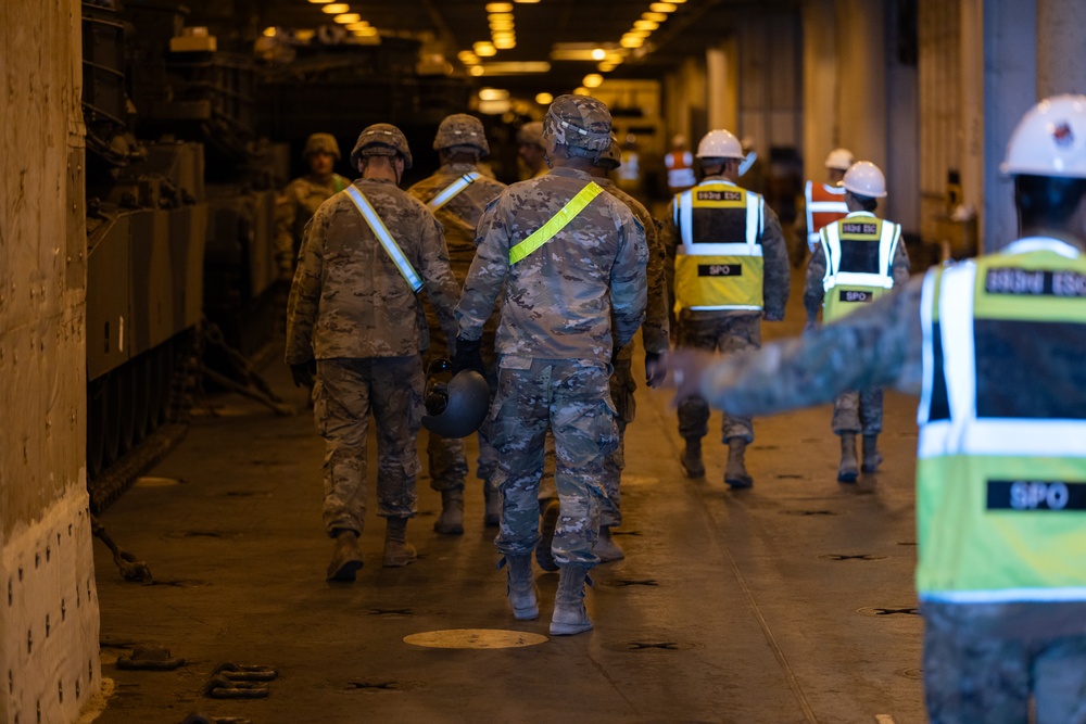 U.S. Army tanks arrive at the Port of Gladstone