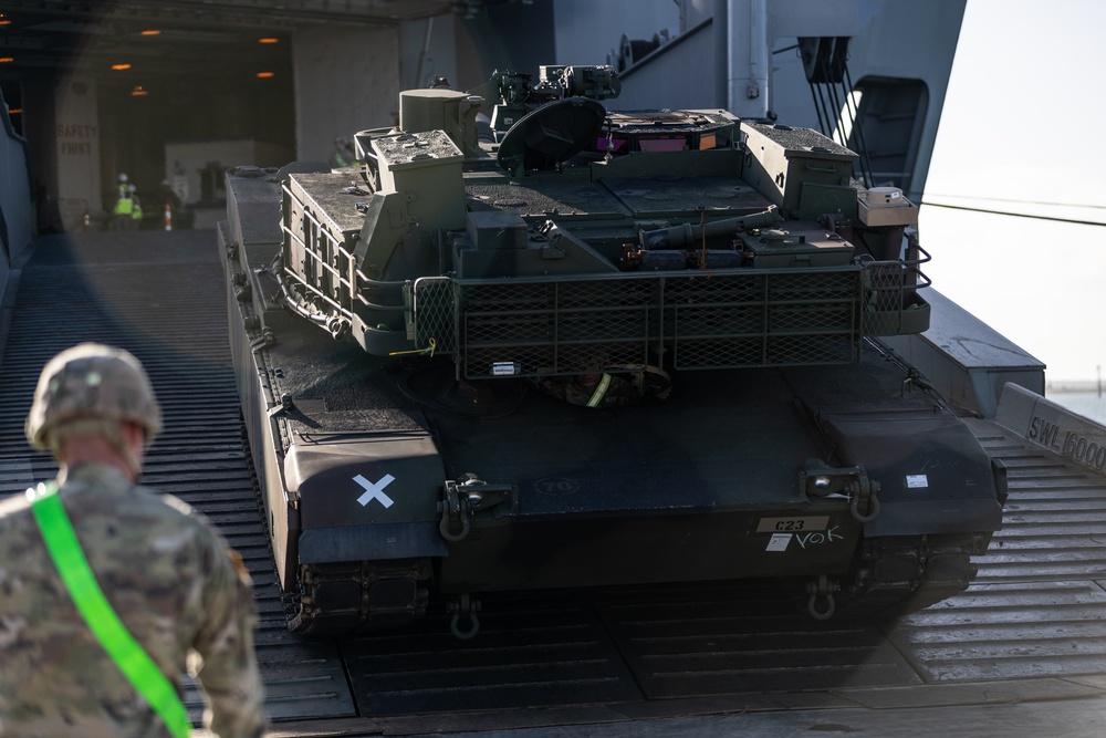 U.S. Army tanks arrive at the Port of Gladstone