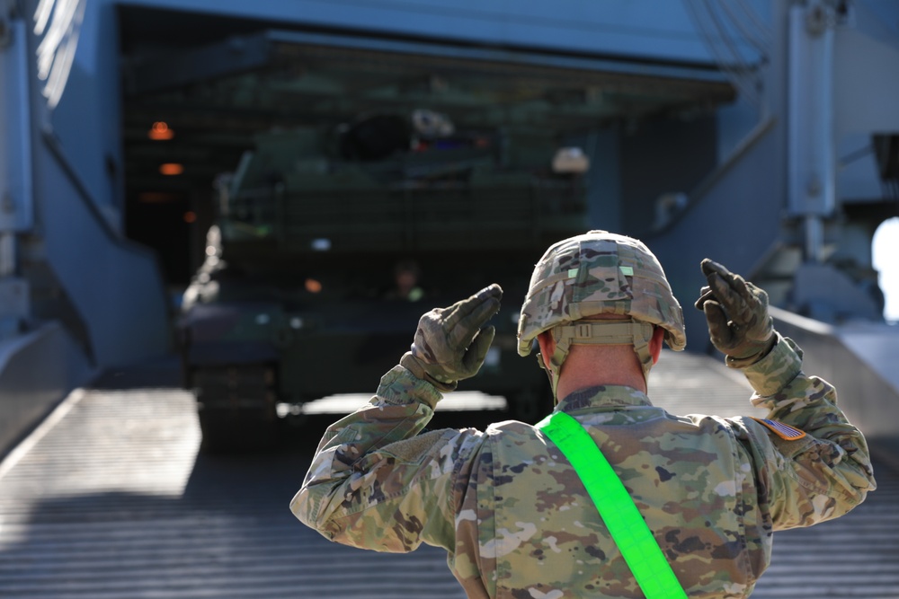 U.S. Army tanks arrive at the Port of Gladstone