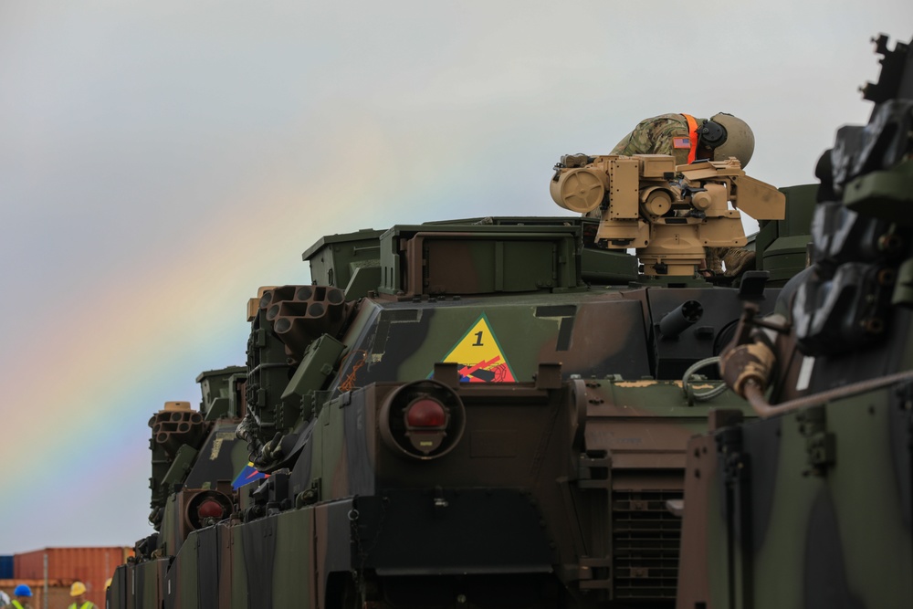 U.S. Army tanks arrive at the Port of Gladstone