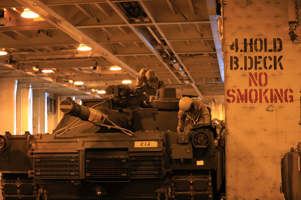 U.S. Army tanks arrive at the Port of Gladstone