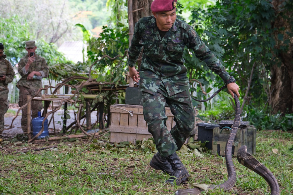 U.S. and Royal Thai Army Soldiers learn jungle survival skills during HG23