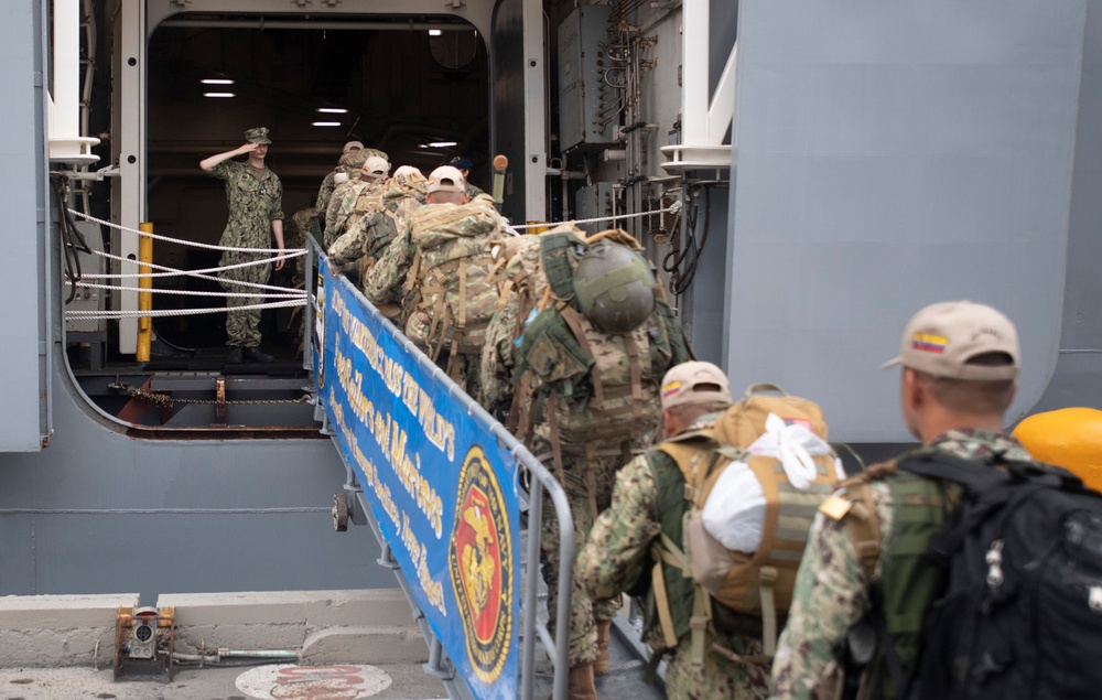 Multinational Marines Embark USS New York