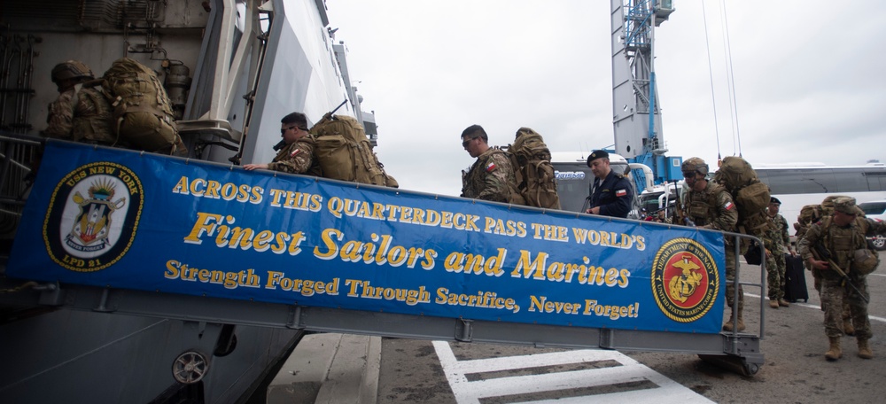 Multinational Marines Embark USS New York