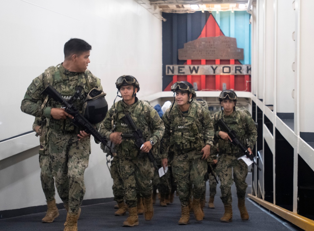 Multinational Marines Embark USS New York