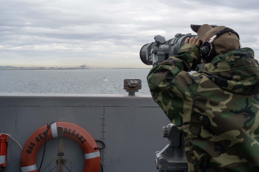 USS New Orleans Pulls into Brisbane, Australia, During Talisman Sabre 23, July 12, 2023