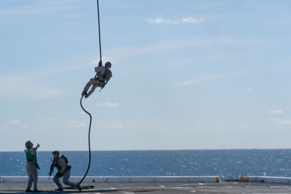 USS New Orleans Conducts Visit, Board, Search, and Seizure Drill with 31st MEU and USS Green Bay aboard USS New Orleans July 8, 2023