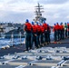 USS Robert Smalls (CG 62) Sailors Stand at Parade Rest during RAS with USS Ronald Reagan (CVN 76)