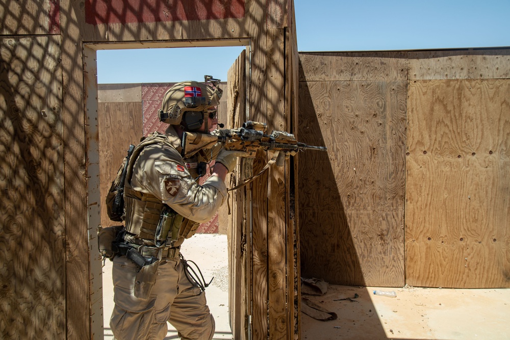 Norwegian soldiers conduct a live-fire exercise at Al Asad Air Base