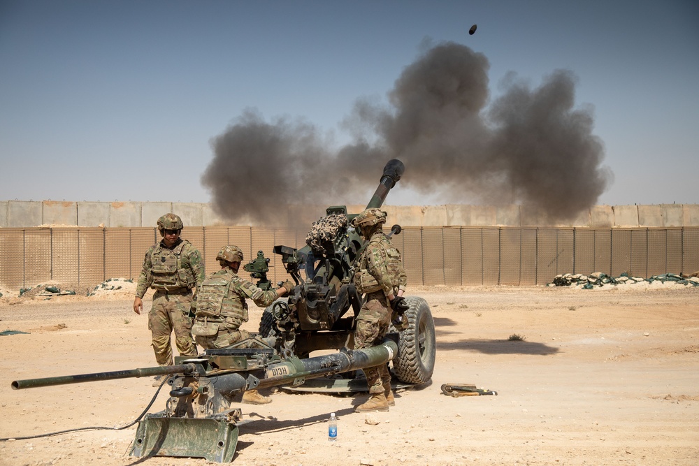 Coalition forces conduct Howitzer live-fire exercise at Al Asad Air Base