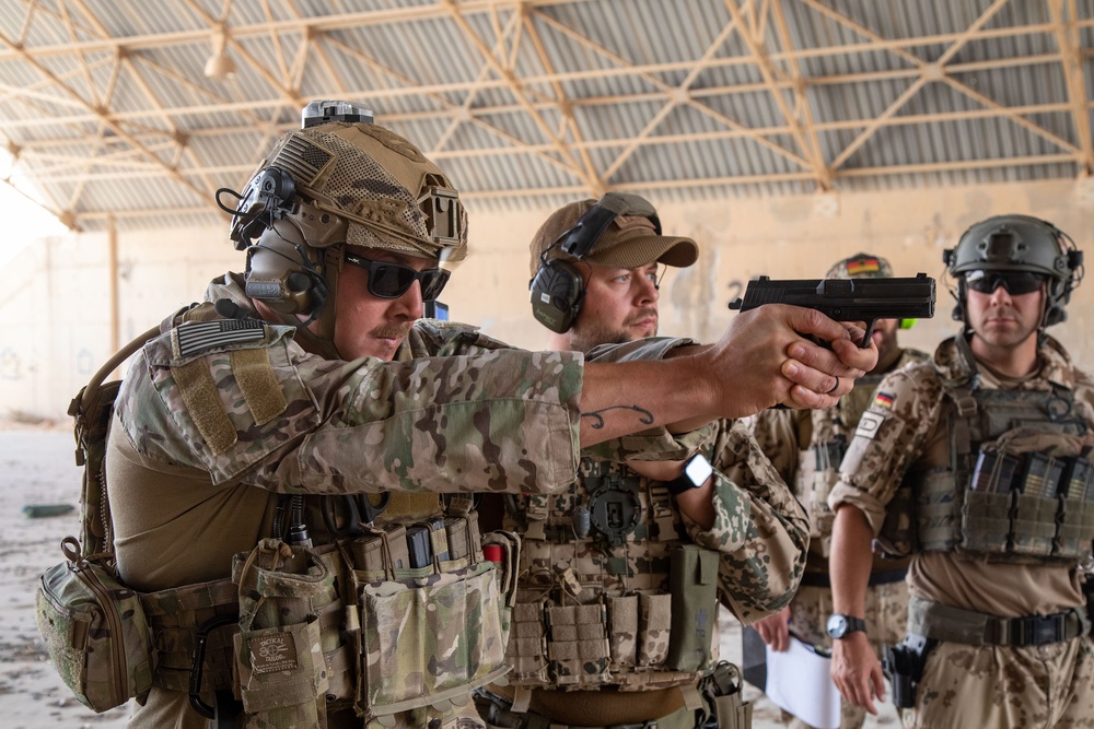 U.S. Army Soldiers compete for the German Schützenschnur badge at Al Asad Air Base