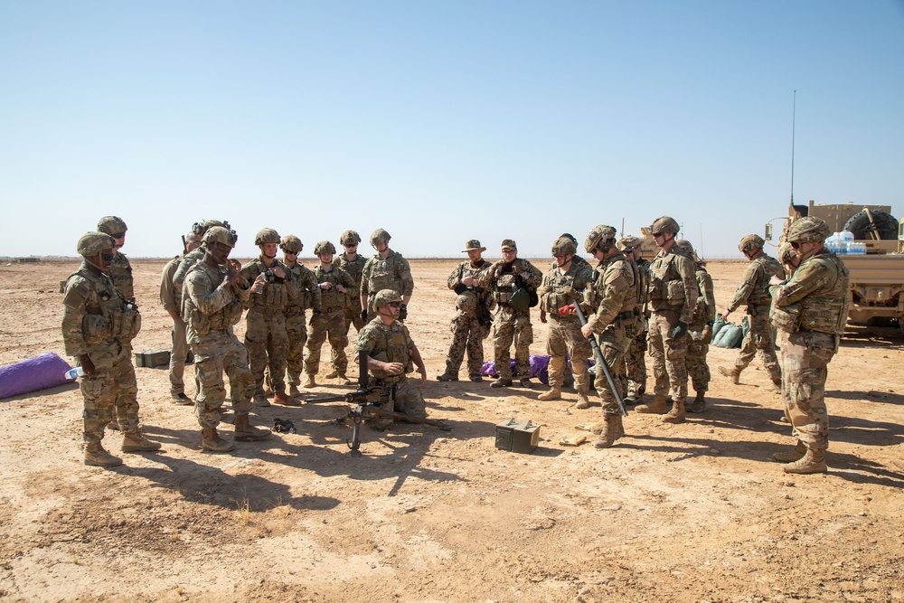 Members of the Ohio National Guard conduct M2 Browning live-fire exercise at Al Asad Air Base