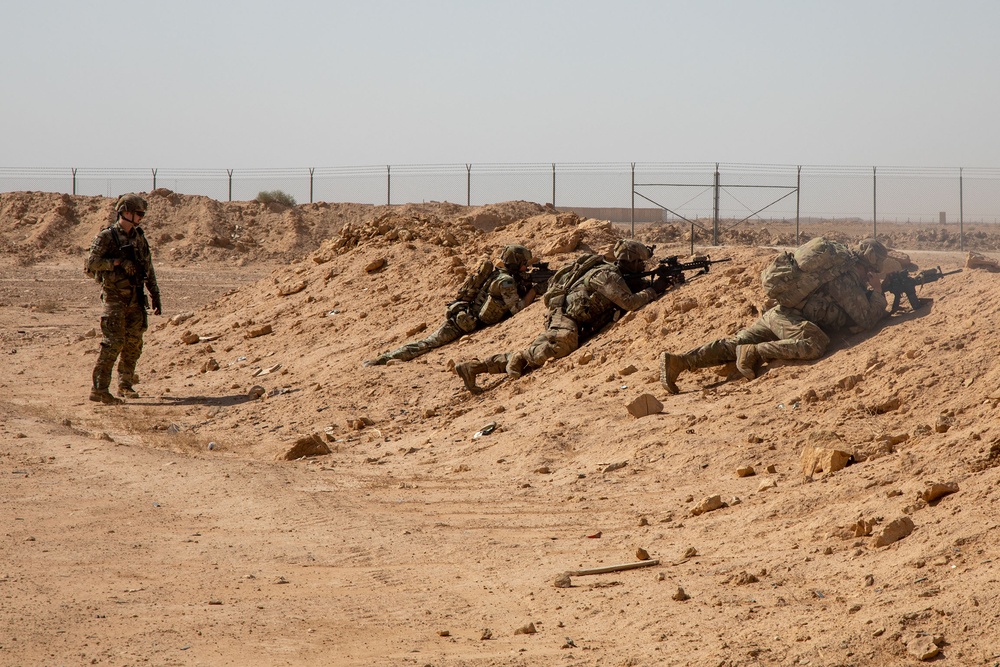 U.S. Army Soldiers conduct a training exercise at Al Asad Air Base