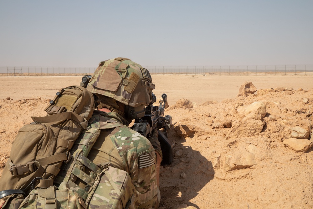 U.S. Army Soldiers conduct a training exercise at Al Asad Air Base