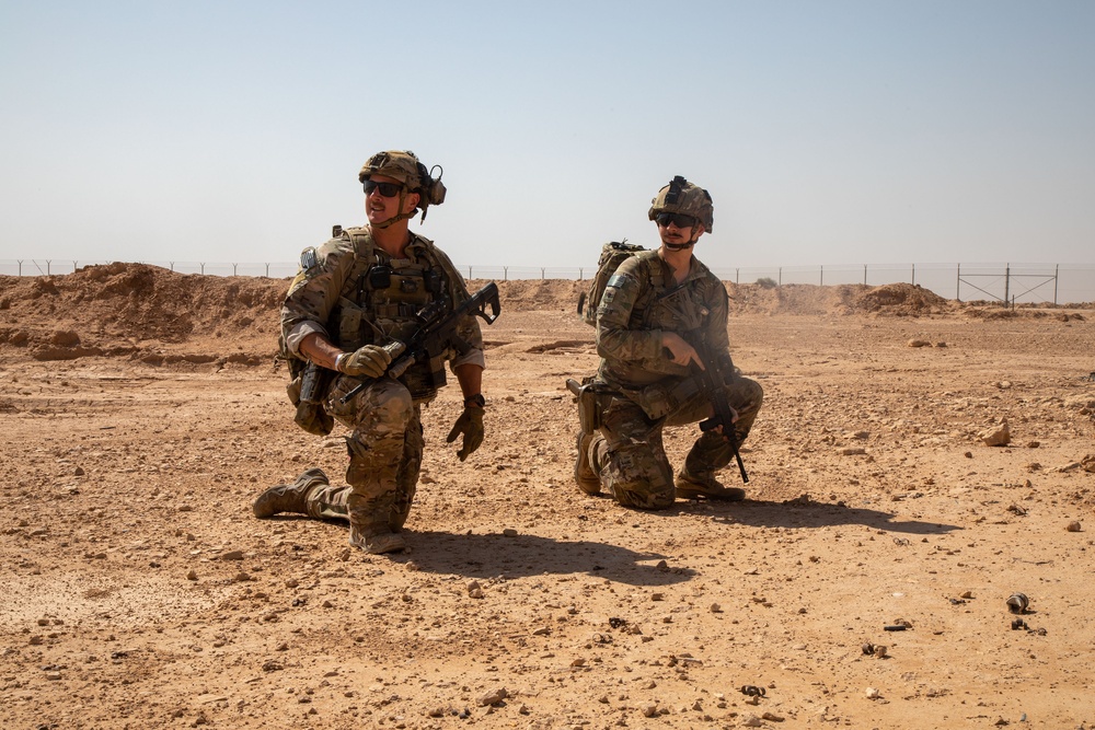 U.S. Army Soldiers conduct a training exercise at Al Asad Air Base