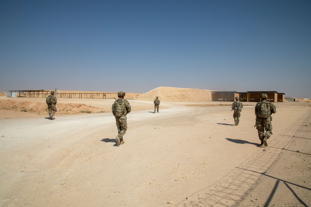 U.S. Army Soldiers conduct a training exercise at Al Asad Air Base