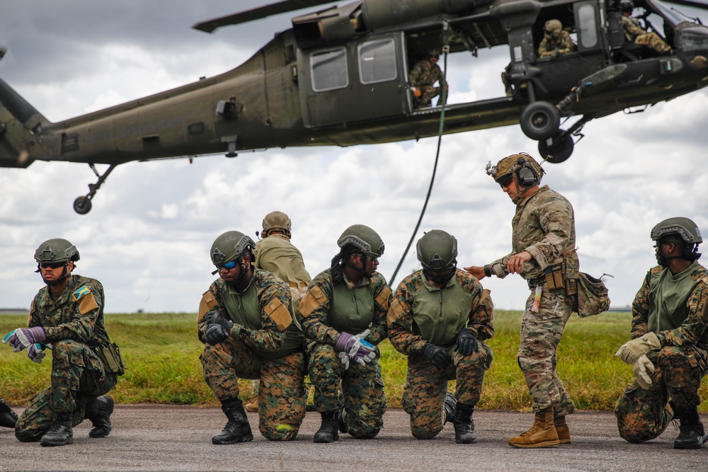 Multinational extration and insertion exercise takes place during TRADEWINDS23 exercise on July, 17 2023 at Air Base London, Guyana.