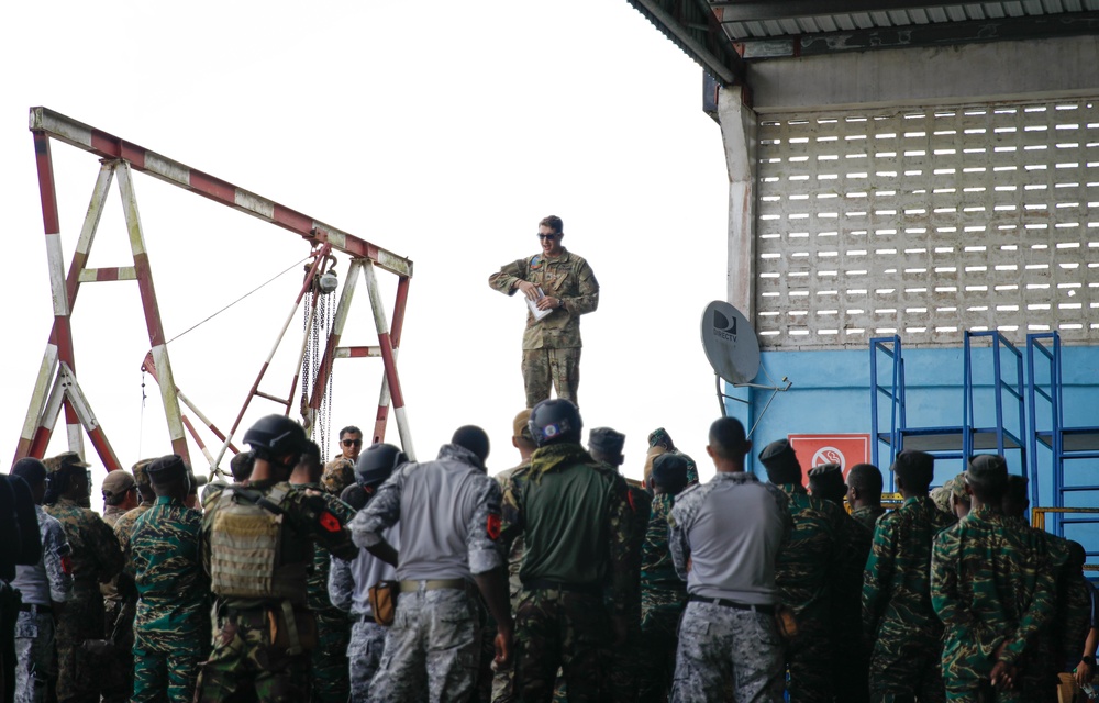 Multinational extration and insertion exercise takes place during TRADEWINDS23 exercise on July, 17 2023 at Air Base London, Guyana.