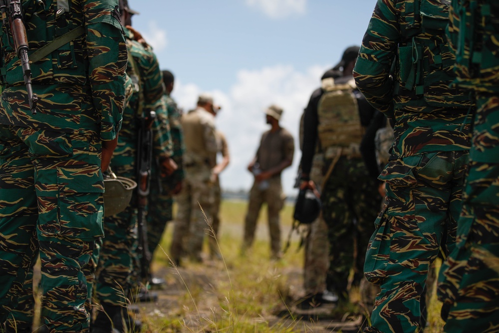 Multinational extration and insertion exercise takes place during TRADEWINDS23 exercise on July, 17 2023 at Air Base London, Guyana.