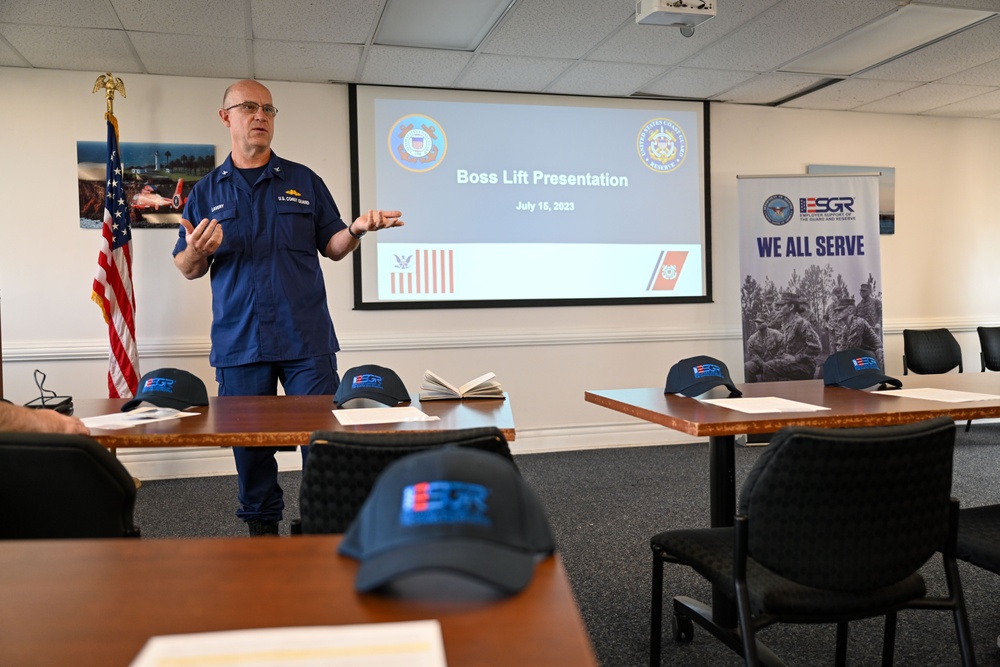 Coast Guard Los Angeles-Long Beach hosts Boss Lift with ESGR to highlight Reservists' roles in the military and civilian careers.