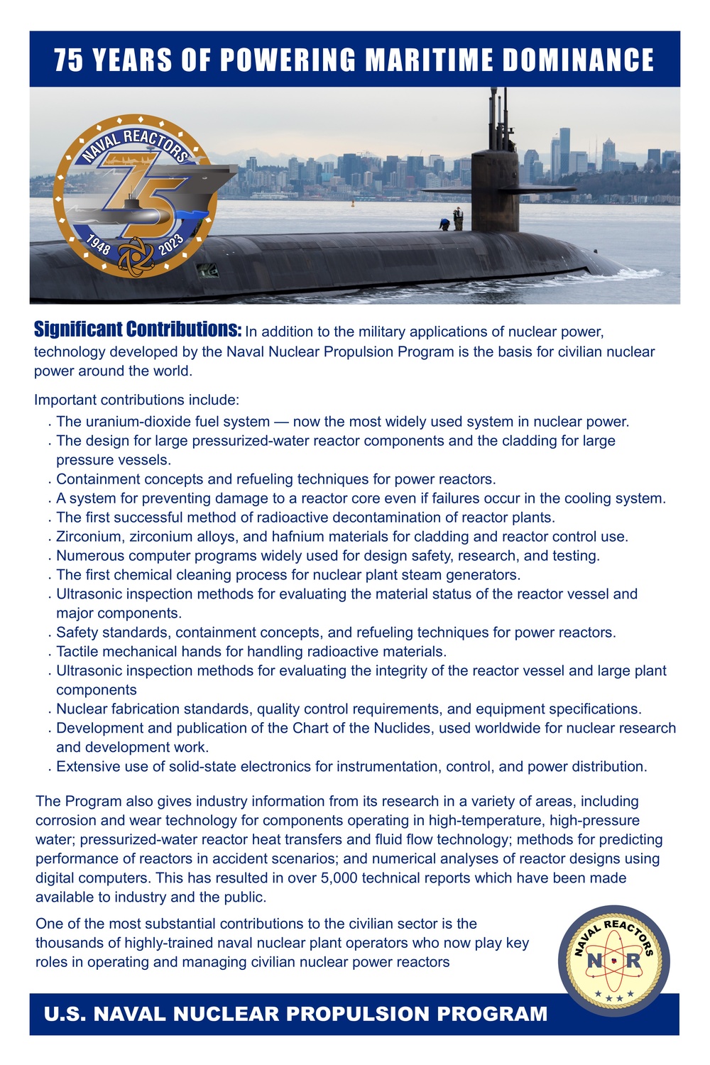 U.S. Naval Nuclear Propulsion Program 75th Anniversary Contributions