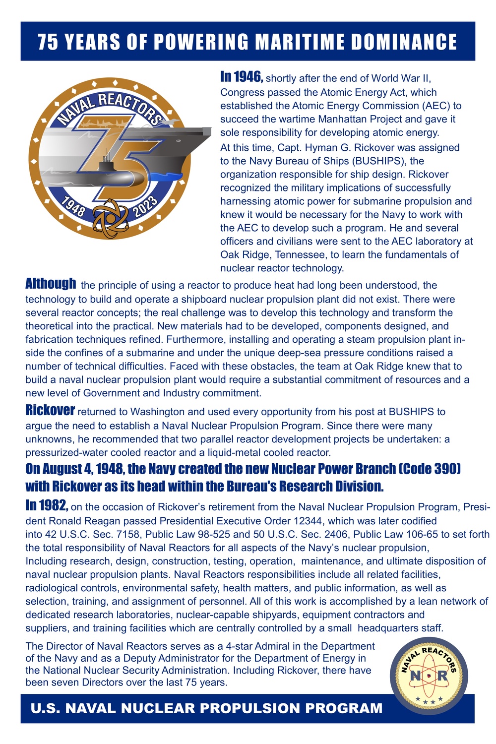 U.S. Naval Nuclear Propulsion Program 75th Anniversary History