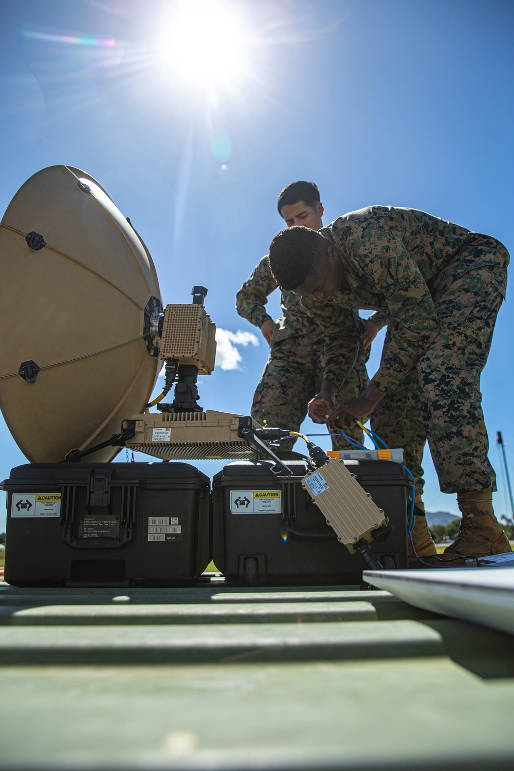 U.S. Marines with 1st Marine Division set up communications for Talisman Sabre 23