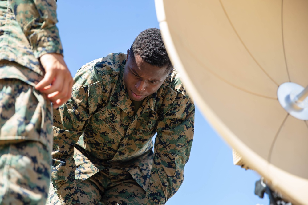 U.S. Marines with 1st Marine Division set up communications for Talisman Sabre 23