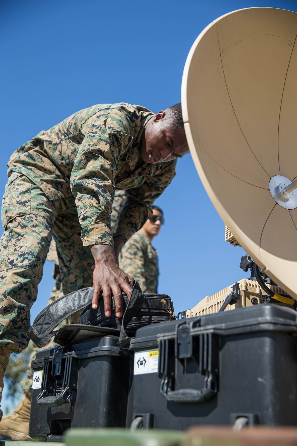 U.S. Marines with 1st Marine Division set up communications for Talisman Sabre 23