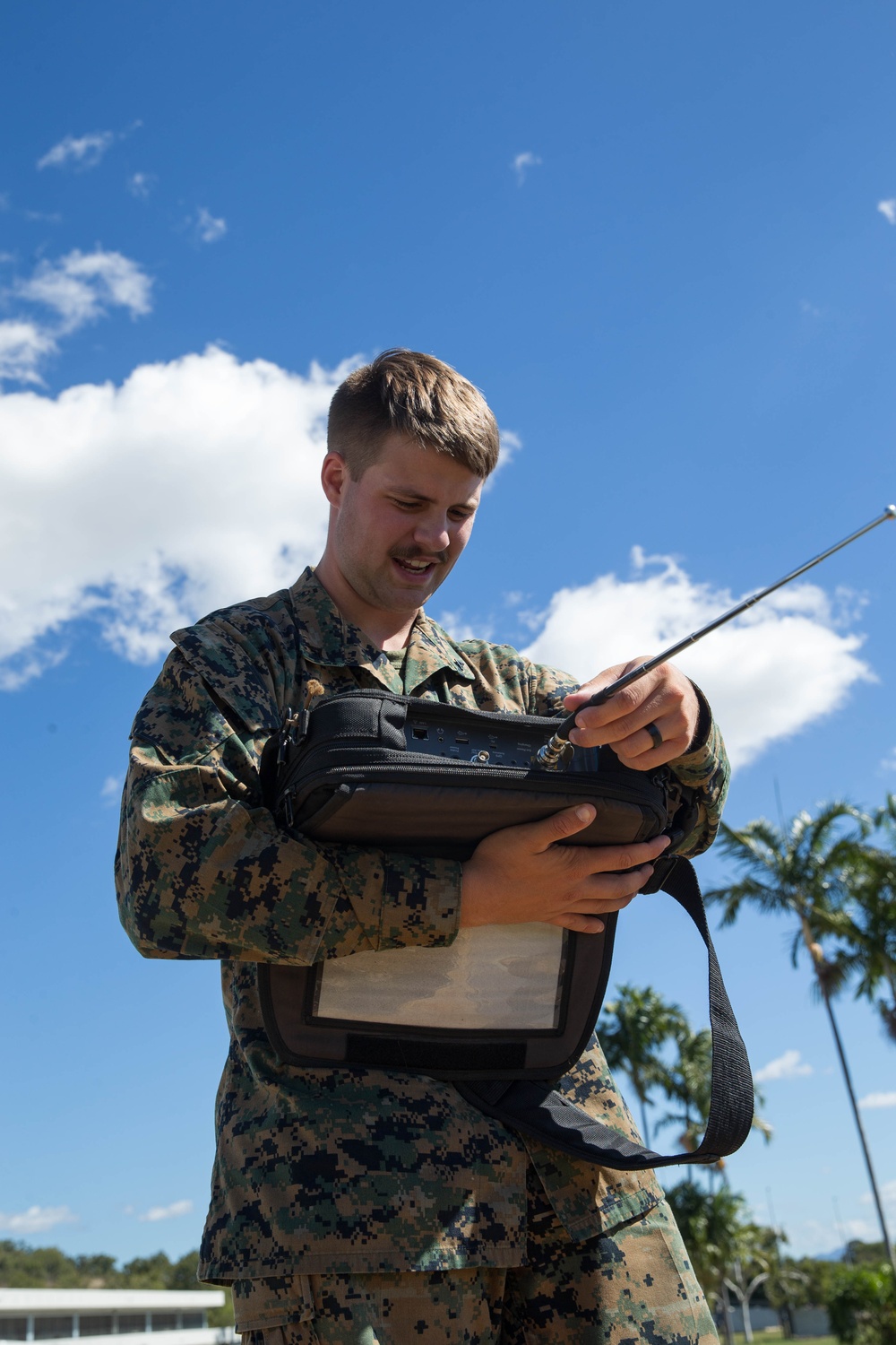 U.S. Marines with 1st Marine Division set up communications for Talisman Sabre 23