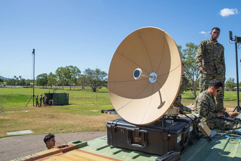 U.S. Marines with 1st Marine Division set up communications for Talisman Sabre 23