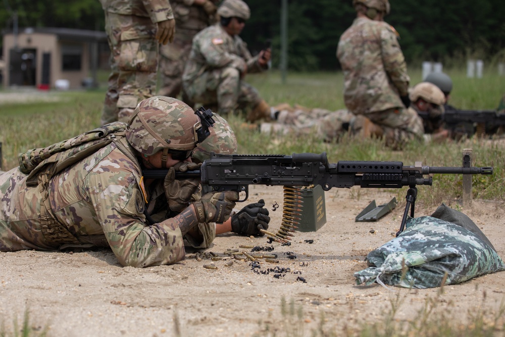 Army Reserve Soldiers fire machine guns