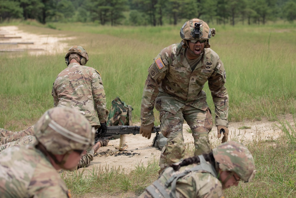 Army Reserve Soldiers fire machine guns