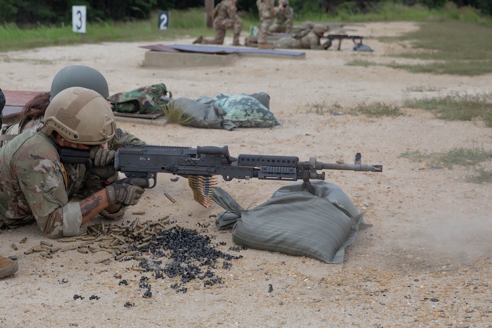 Army Reserve Soldiers fire machine guns