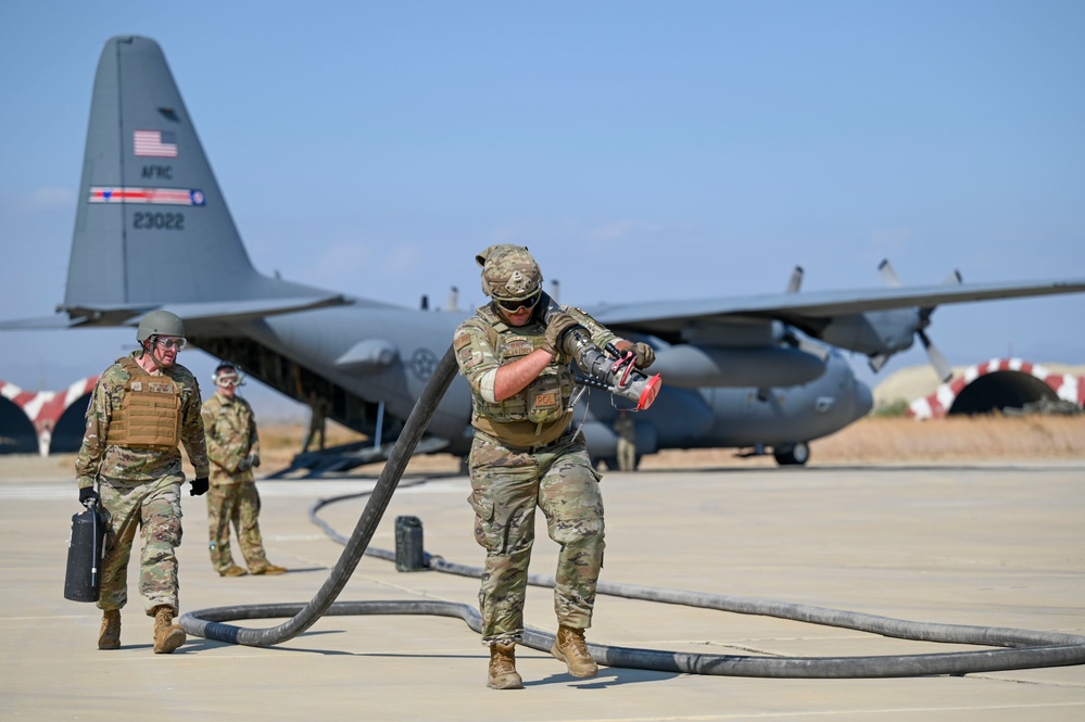 Reservists perform forward-area rearming and refueling operations during Patriot Fury