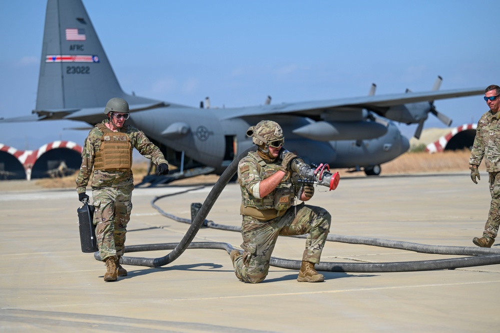 Reservists perform forward-area rearming and refueling operations during Patriot Fury