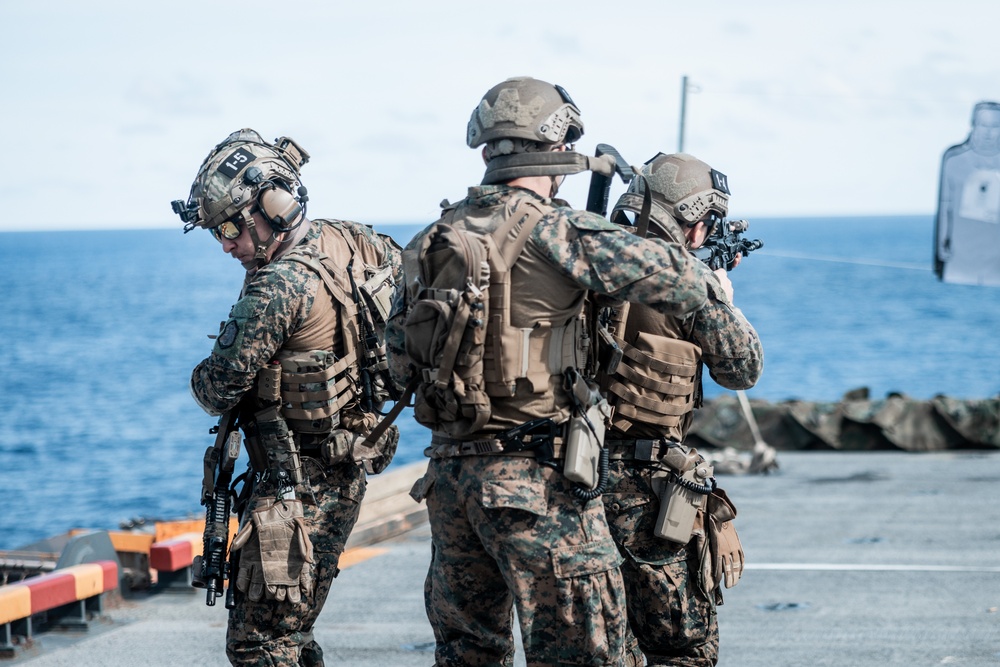 26th MEU(SOC) MSPF Conducts Live-Fire Range Aboard USS Bataan