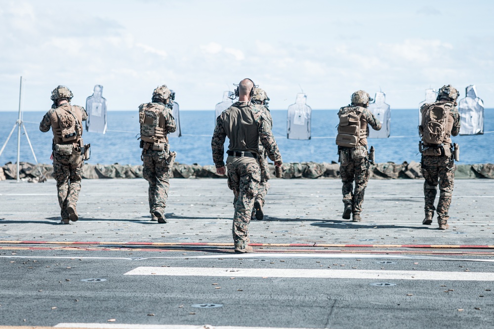 26th MEU(SOC) MSPF Conducts Live-Fire Range Aboard USS Bataan