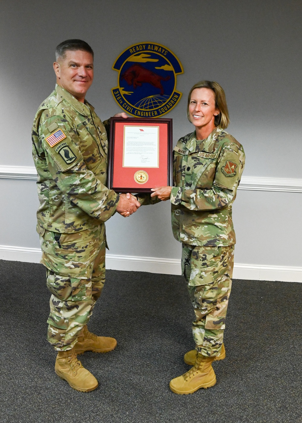 263rd Army Air and Missile Defense Command commander recognizes 316th Civil Engineer Squadron