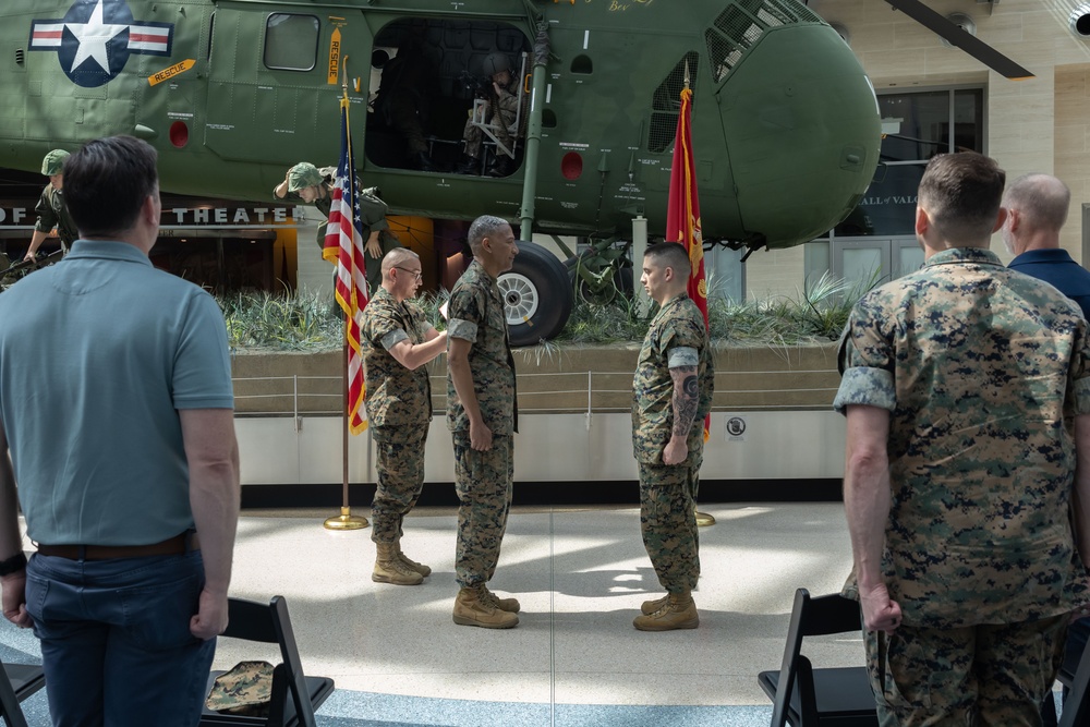 SSgt Isaac Cordova receives a Navy Commendation Medal