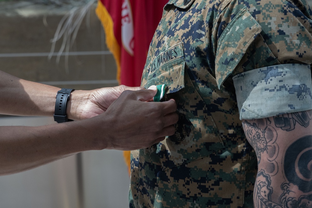 SSgt Isaac Cordova receives a Navy Commendation Medal