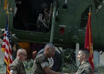 SSgt Isaac Cordova receives a Navy Commendation Medal