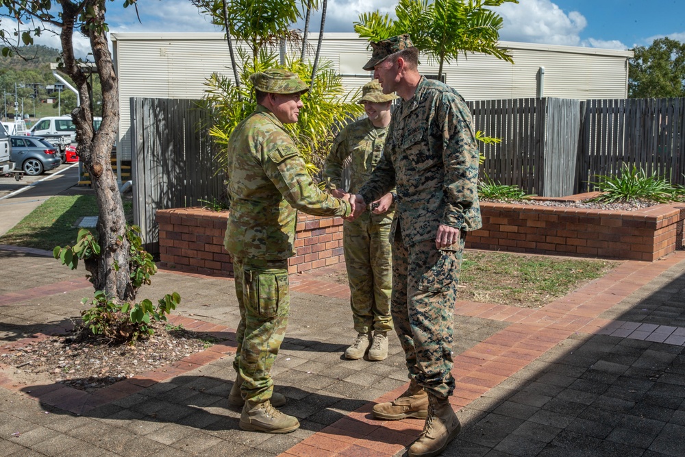 U.S. Marines with 1st Marine Division attend staff brief for Talisman Sabre 23