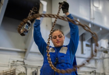 USS Carl Vinson (CVN 70) Sailors Perform Aircraft Maintenance in the Pacific Ocean