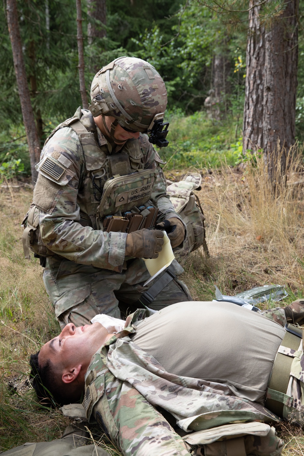 U.S. Army Soldier performs Tactical Field Care