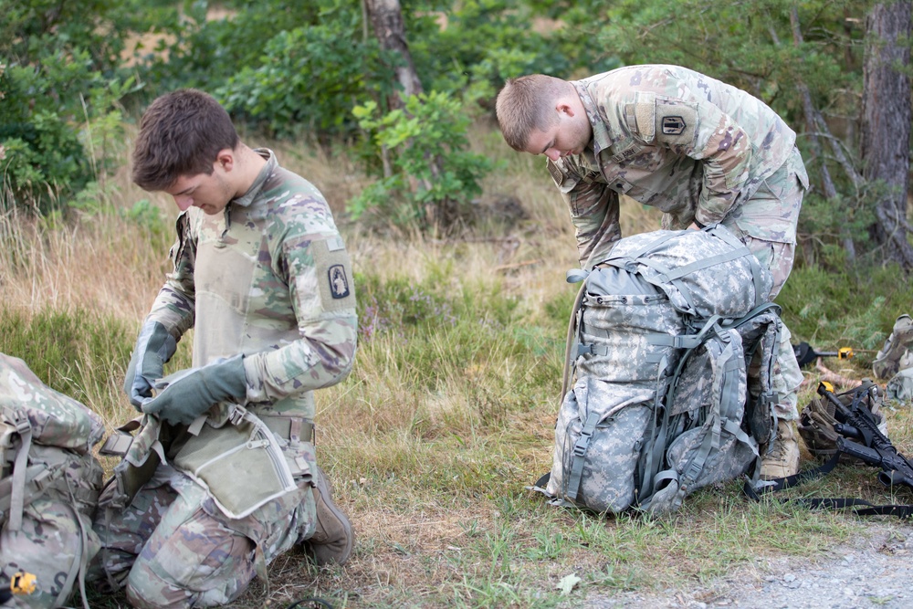 U.S. Army Soldiers preparing for Ruck March